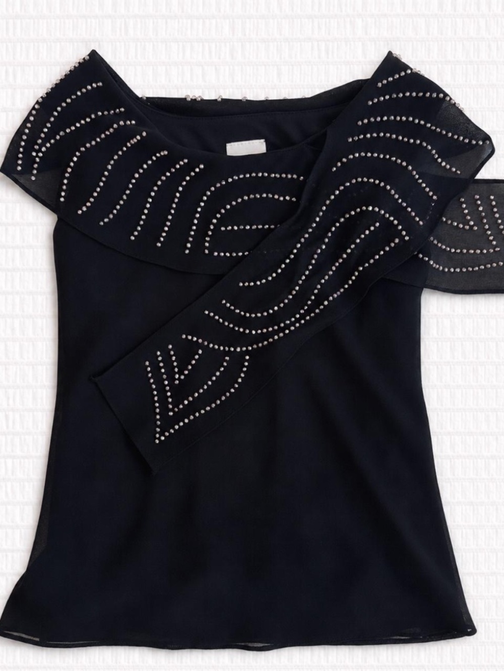 Vintage Y2K Metaphor Black Beaded Sheer Overlay Sleeveless Top size tagged M